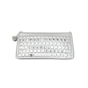 Chanel Silver Keyboard Clutch Robot Charm Lambskin 2017